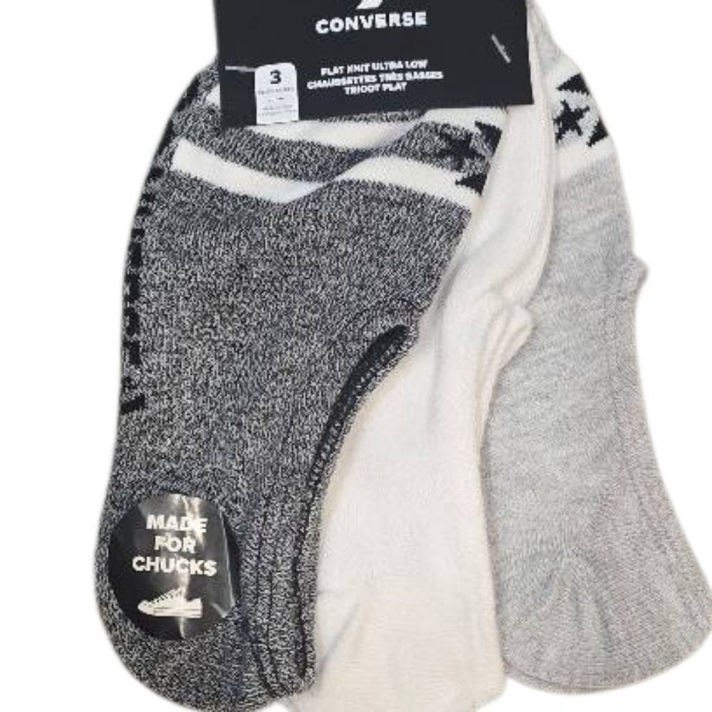 Converse 3-PK Flat Knit Ultra Low Stripe Chevron Star Sock